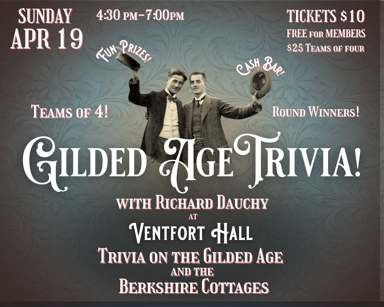 CANCELLED - Gilded Age Trivia | Sunday, April 19 at 4:30pm