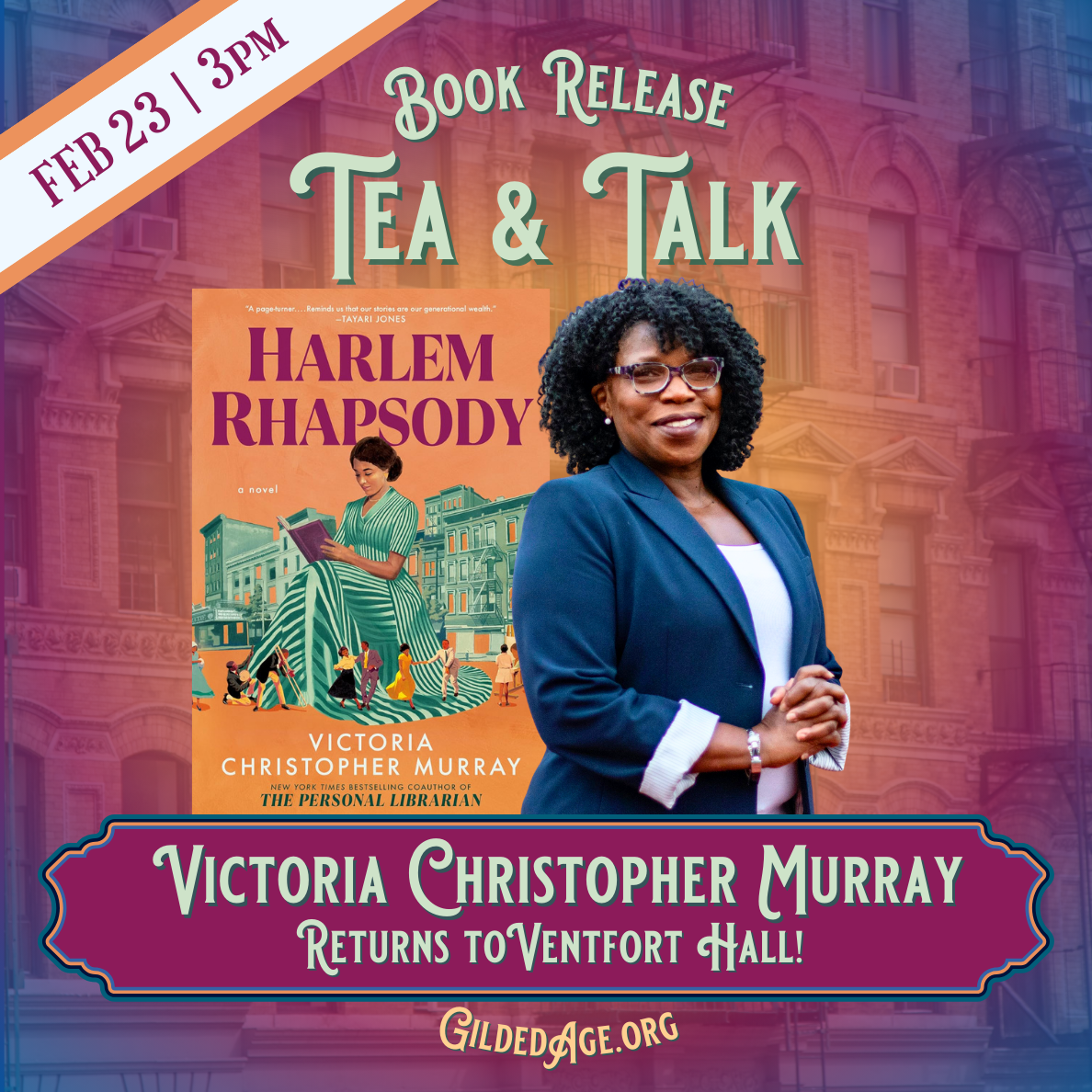 Book Release Tea & Talk: Harlem Rhapsody by Victoria Christopher Murray | Sunday February 23 at 3pm